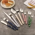 thumbnail image 2 of ABS Rivet Handle Marble Pattern Handle Kitchen Stainless Steel Silverware Tableware Flatware Cutlery Knives Forks Spoons Set,Butter Knife Dessert Spoon Fork (5-piece set -4 set,Marbling), 2 of 7