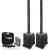 Sound Town Pair of Portable Column Speaker System, with Two Powered Subwoofers, Two Column Speakers, Three Handheld Microphones (CARPO-L2MKT3)