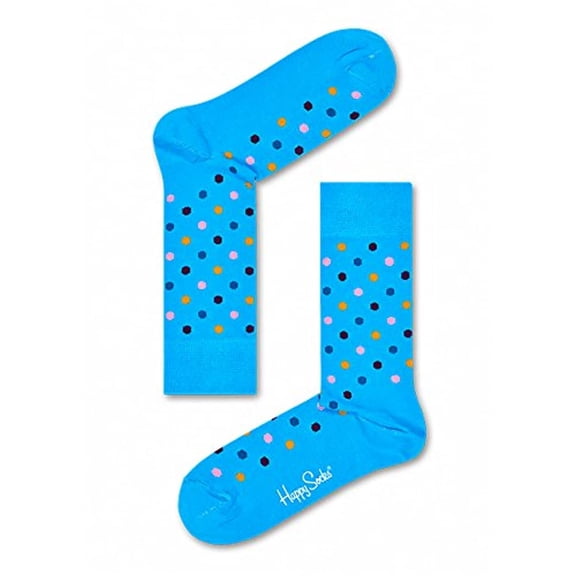 Happy Socks Unisex Dots Combed Cotton Crew Socks 10 13 Turquoise
