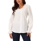 thumbnail image 1 of Blusa de encaje con escote en V y mangas de linterna para mujeres de INSPIRE CHIC, 1 of 5