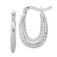 thumbnail image 2 of 925 Sterling Silver Textured Rope Oval Hoop Earrings, 2 of 3