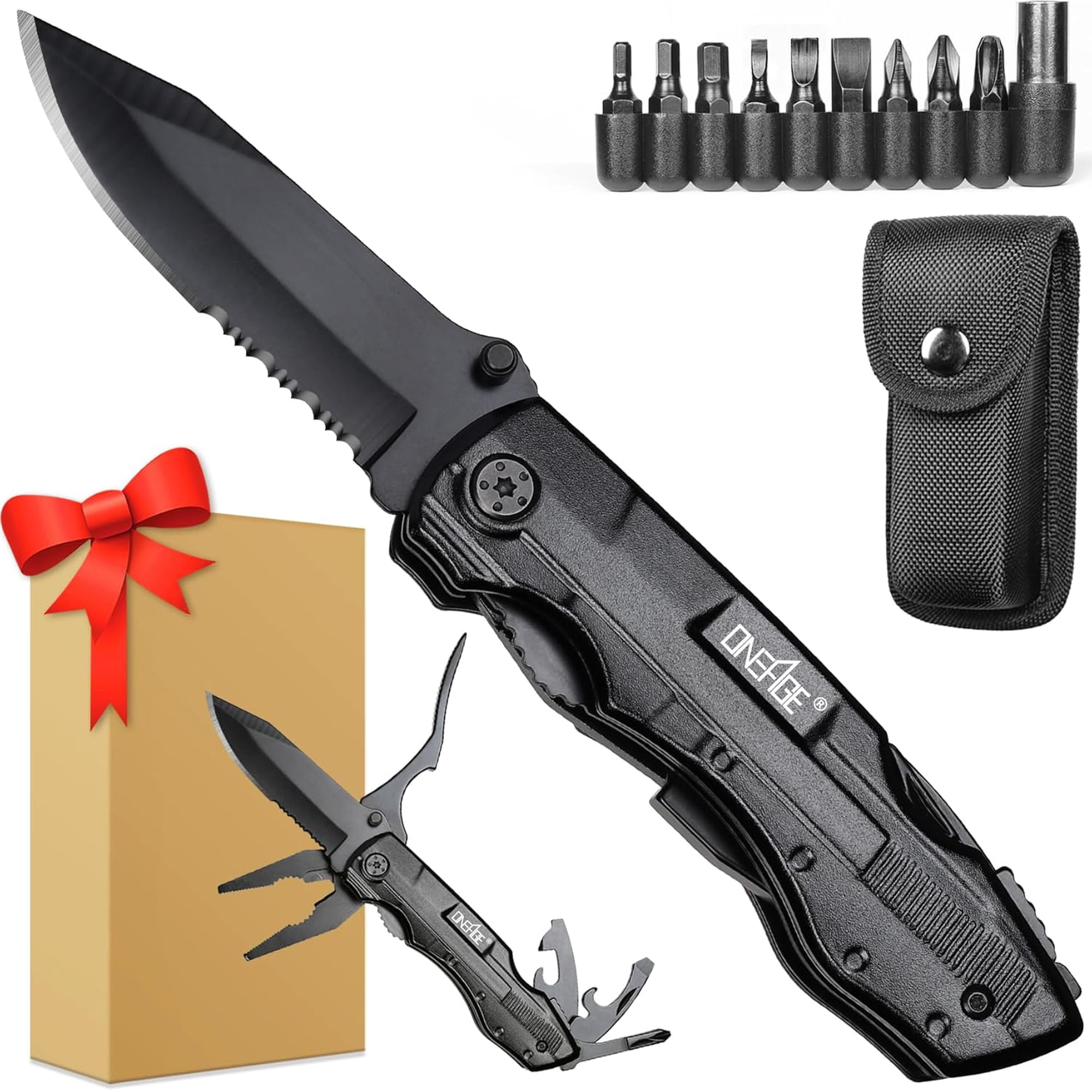 Gifts for Men Him Dad Pocket Multitool Knife Christmas Stocking Stuffers for Men Anniversary Birthday Gifts for Husband Boyfriend Guy Groomsmen Fathers Day Gadget for Hiking Camping Outdoor