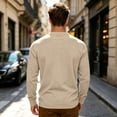 thumbnail image 3 of Oazcsf Mens Long Sleeve Shirts Casual Corduroy Thermal Pullover Sweater Henley Button Lightweight Knit Undershirt Winter Warm Big and Tall Men's Tops, 3 of 8