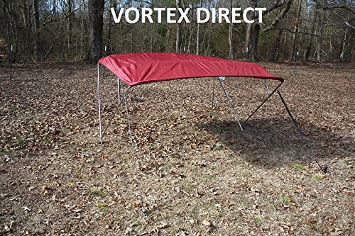 New BURGUNDY MAROON STAINLESS STEEL FRAME VORTEX 4 BOW PONTOON DECK BOAT BIMINI TOP 8' LONG, 67-72" WIDE (FAST... by VORTEX DIRECT