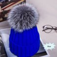 thumbnail image 2 of ITFABS Ladies Knitted Woolen Cap Solid Color Furry Ball Thick Stylish Hat, 2 of 2