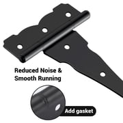 WellMade 8 in. Decorative T-Strap Hinge, Heavy Duty Black Iron Gate Hardware with Screws, for Wood Fences & Doors, 4 pack