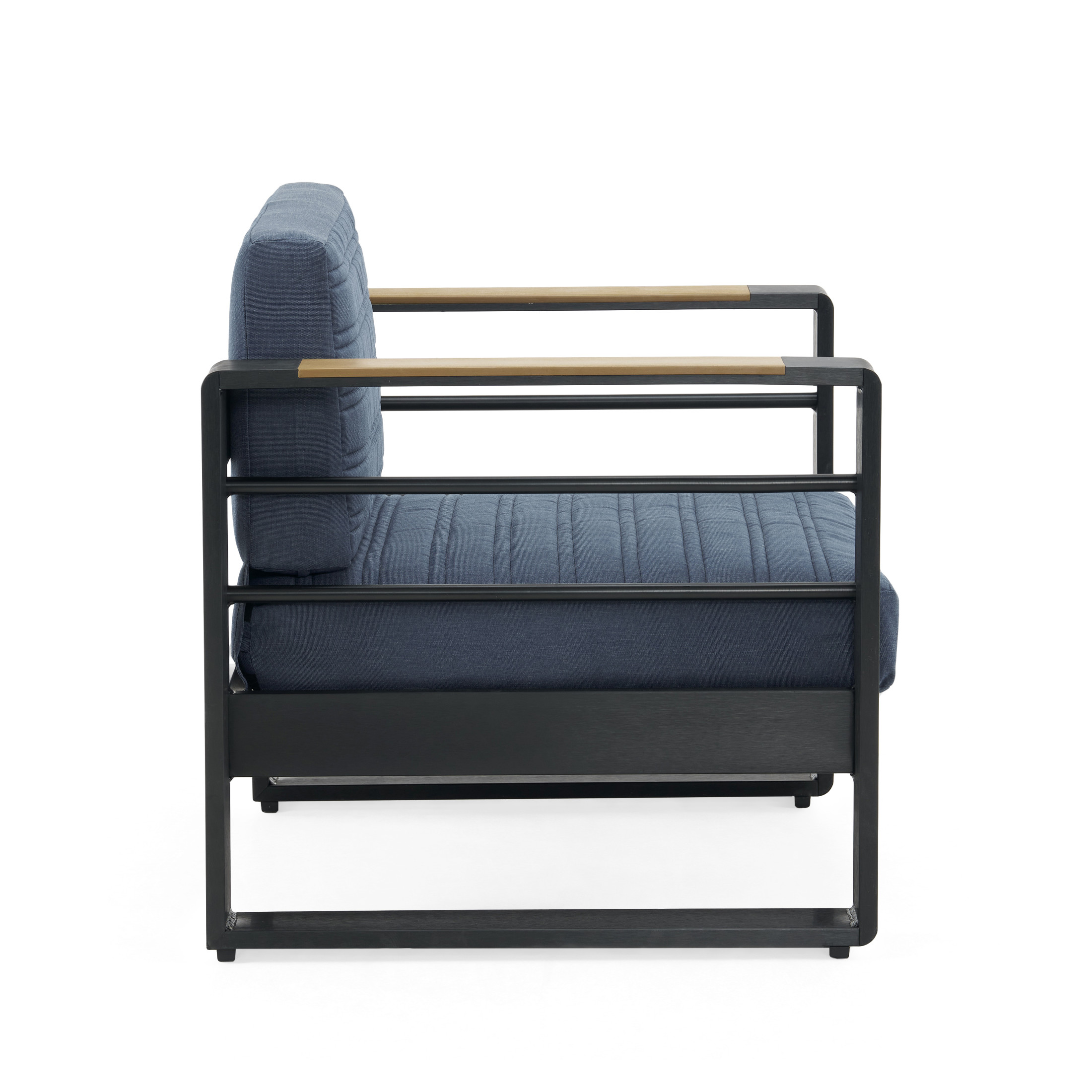 Negley Minimalism Aluminum Outdoor Club Chair with Cushions, Blue