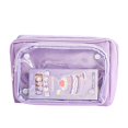 thumbnail image 4 of Tuvgenk Pencil Cases Large Capacity Multiple Compartments Purple Pencil Pouch Solid Color Zipper Cloth Portable Cosmetic Bag for College, 4 of 5