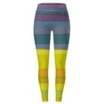 thumbnail image 5 of Gyexs Striped Tights for Women - Green and White / Pink and Purple / Yellow and Blue, Rainbow Print Leggings Blue & Size XL, 5 of 5