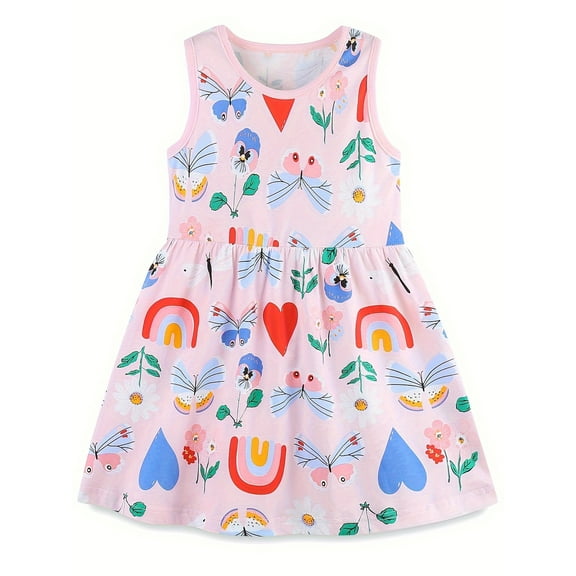 WIBACKER Toddler Girls Floral Summer Beach Sleeveless Dress Birthday Sundress Everyday Dresses for Kids