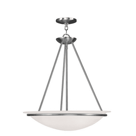 

Pendants Porch 3 Light With White Alabaster Glass Brushed Nickel size 20 in 300 Watts - World of Crystal