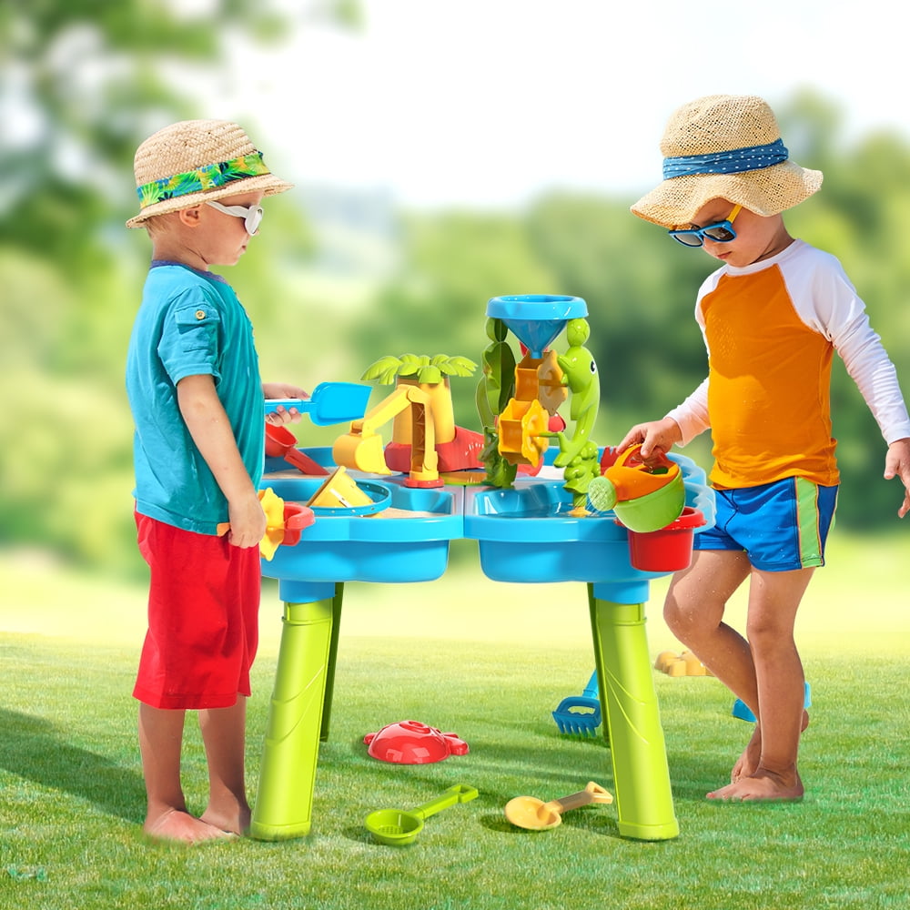 ConeWhale Kids Multi-Activity Sand Water Table Play Set with Stool, Sensory, Plastic, for Toddler Boys Girls