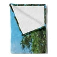 thumbnail image 2 of Beach Soft Flannel Fleece Throw Blanket, Tropical Ocean Scenery with Palm Trees and Fishing Boats Caribbean Landscape, Cozy Plush for Indoor and Outdoor Use, 50" x 70", Green and Blue, by Ambesonne, 2 of 5