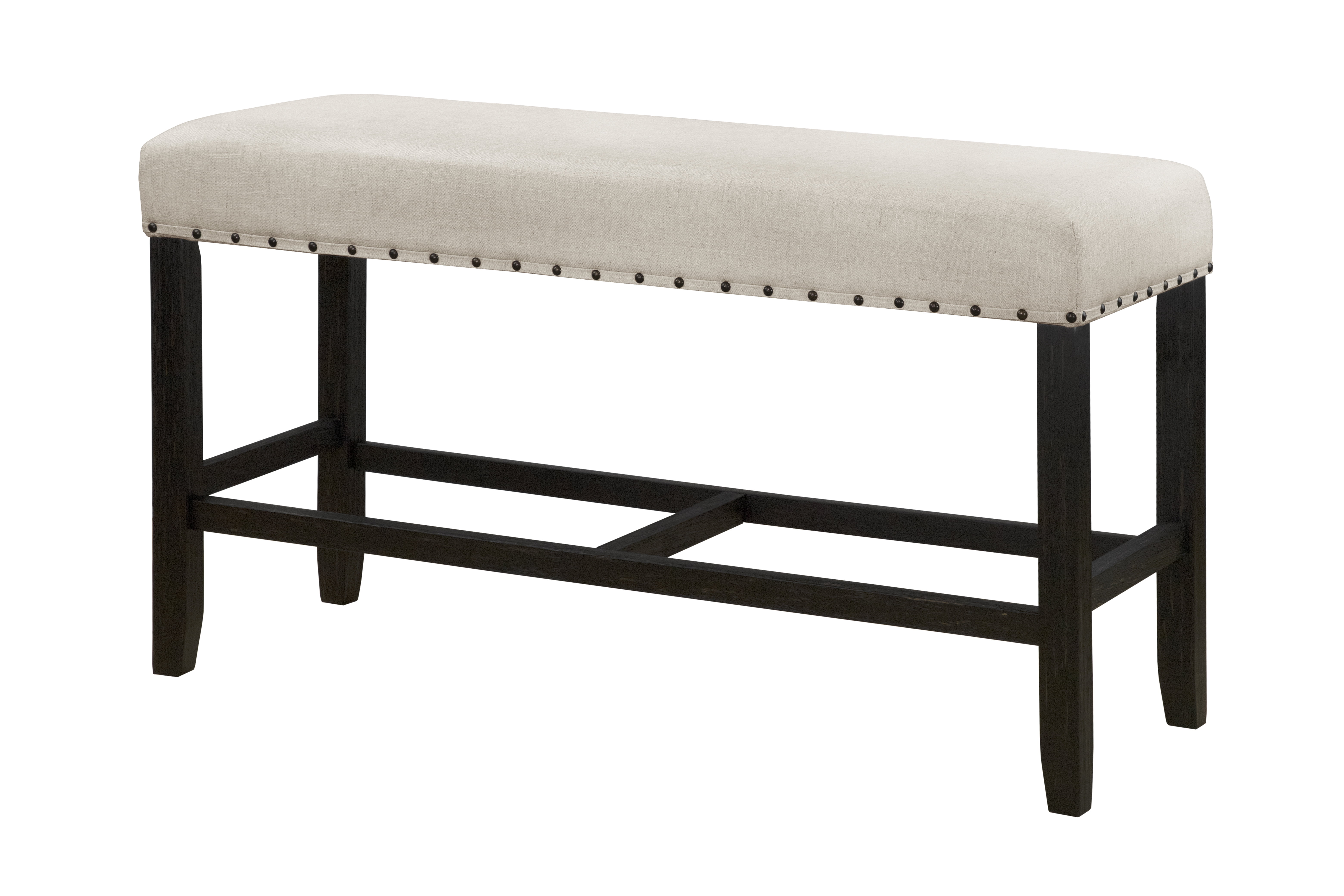 Furniture of America Freiden Padded Counter Bench, Antique Black