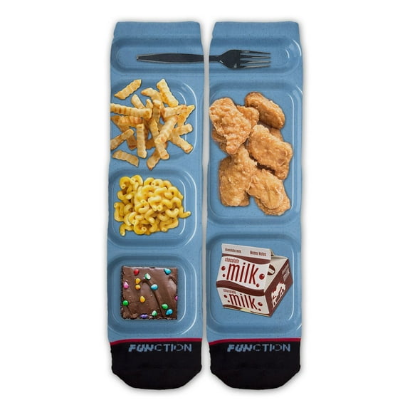 Function - School Lunch Tray Chicken Nuggets French Fries Brownie Fashion Socks.