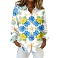 thumbnail image 2 of Minjewel Women's Casual Hawaiian Print Button Down Shirt Long Sleeve with Collar Floral Design Top for Spring Summer Fashion Beach Party Outfit,Yellow,3XL, 2 of 6