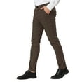 thumbnail image 4 of INSPIRE CHIC Men's Plaid Dress Slim Fit Checked Business Pants with Pockets 32 Brown, 4 of 7