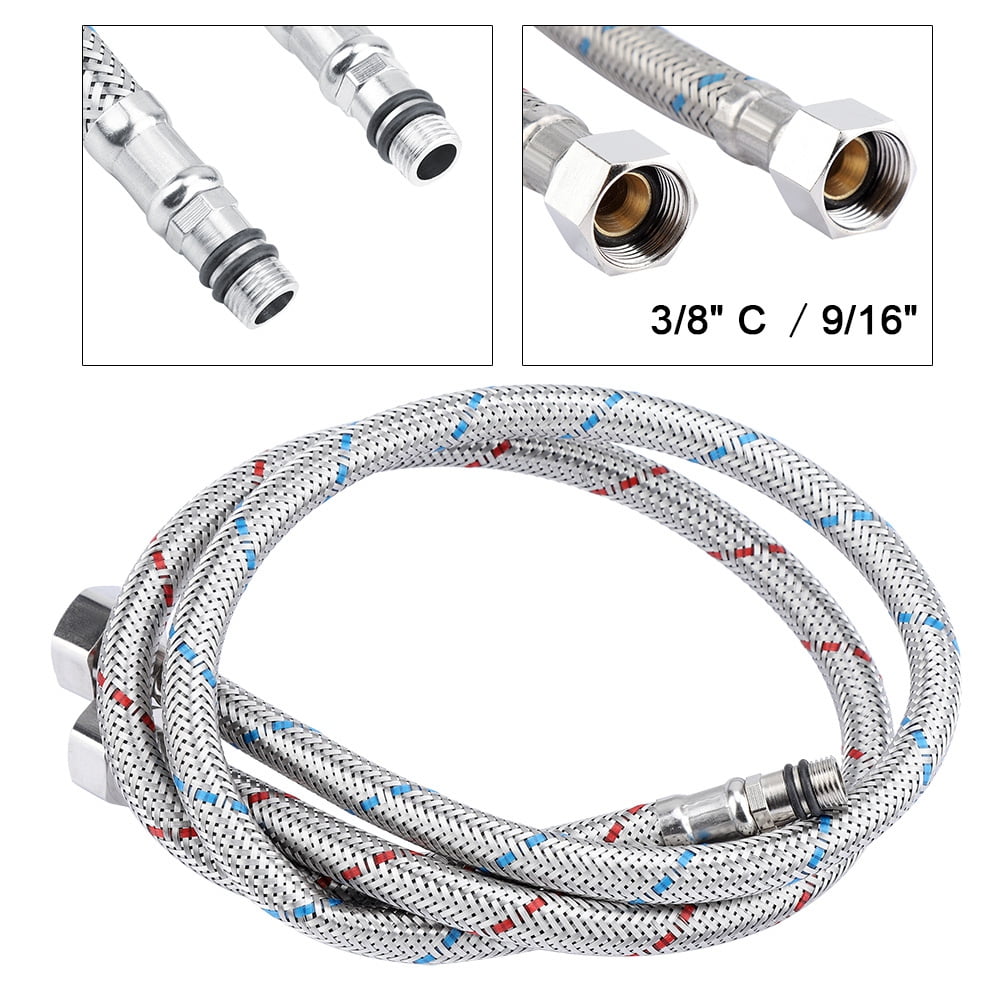 2PCS UK G1//2/" Stainless Steel Braided Flexible Water Supply Line Hose Hot /& Cold