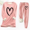 thumbnail image 3 of sususu Two Piece Lounge Set for Women,Matching Set Women's Autumn Winter Printed Trousers Suit Comfortable Warm Slim Fit Ladies Outfit for Daily Wear and Commuting - Pink, 3 of 3