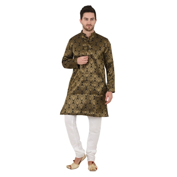 eloria Men's Tunic Jacquard Kurta Pajama Indian Traditional Suit Wedding Party Dress Set Party Wear Apparel
