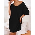 thumbnail image 3 of SWQZVT Womens Sleep Shirts V Neck Nightgown Oversized T Shirt Nightshirt Short Sleeve Cotton Sleepwear Lounge Dress, 3 of 8