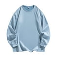 thumbnail image 3 of hlysgo Mens Long Sleeve T Shirts Soft Crewneck Solid Color Velvet Tops Comfy Pullover Going out Top Casual Men's Fall Winter Basic Tees Light Blue XXXL, 3 of 5