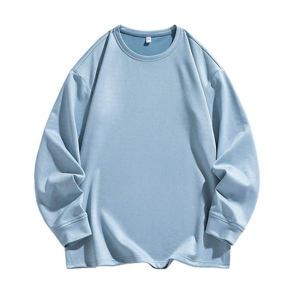 Lmnyox Solid Long Sleeve T Shirt for Men Classic Casual Crew Neck Pullover Tee Fall Winter Basic Shirt