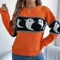 thumbnail image 5 of UngA Halloween Sweaters for Women Women's Halloween Sweatshirt Cute Spooky Long Sleeve Sweatshirts Pullover Sweater Casual Tops Crewneck Blouse Orange,M, 5 of 7