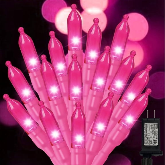 Pink Mini Christmas Lights - 32.5 Ft 100 LED Fairy String Lights with 16 Lighting Modes Waterproof Connectable for Indoor Outdoor Xmas Tree Garland Wreath Holiday Valentine's Day Decoration