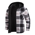thumbnail image 4 of Men Shirts Casual Shirts Flannel Hooded Shirt Fall Winter Warmth Tee, 4 of 4