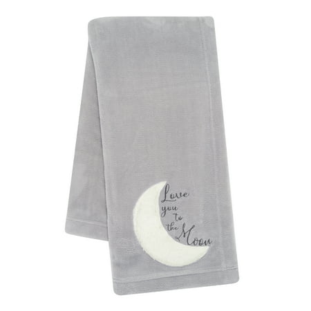UPC: 0084122016293 | Lambs & Ivy Goodnight Moon Gray Appliqued and Embroidered Fleece Baby Blanket