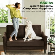 Aukfa 56 Small Sofa Couch Comfy Loveseat Sofa Mid Century Modern Sofa for Living Room Bedroom, Gray Brown