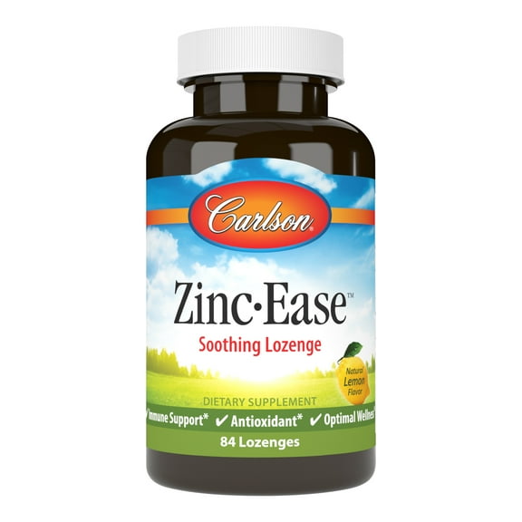 Carlson Labs - Zinc-Ease Sooting Lozenge Natural Lemon Flavor 10 mg. - 84 Lozenges