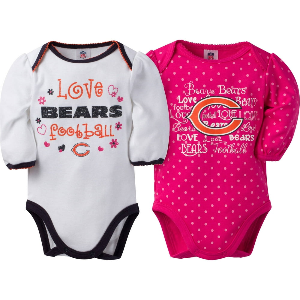 NFL NFL Chicago Bears Baby Baby Girls Long Sleeve Bodysuit Set, 2