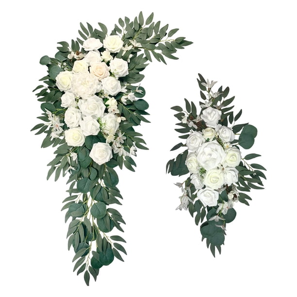 2x corona de arco de boda flor de Rosa Artificial Swag puerta pared Floral Swag telón de fondo flores de seda para fiesta recepción decoración del