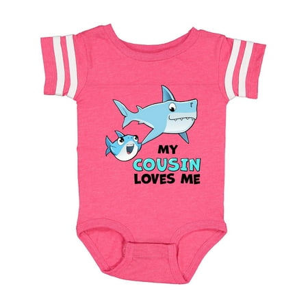 

Inktastic My Cousin Loves Me with Cute Sharks Gift Baby Boy or Baby Girl Bodysuit