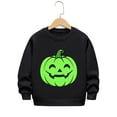 thumbnail image 3 of Girls Sweatshirt Boys Glow Halloween Print Fleece Hoodless Long Sleeve Pullover Black 2-3 Years, 3 of 4