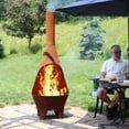 thumbnail image 6 of Sunnydaze 75" Mexican-Style Rust Patina Finish Steel Wood-Burning Chiminea with Wood Grate, 6 of 12