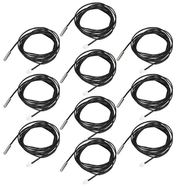 10Pcs Thermistor Sensor NTC Temp Probe 5x25mm Cylindrical Head 2 Meters Cable Length10K B3435