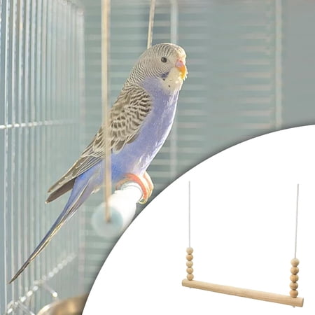 Natural Wooden Chicken Swing Cage Hanging Stand Perch Toys Coop Accessories