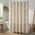 thumbnail image 5 of REGALWOVEN Faux Linen Shower Curtain, Leaf Print Bath Shower Curtain Sets with Hooks Green 71"W x 71"L, 5 of 5