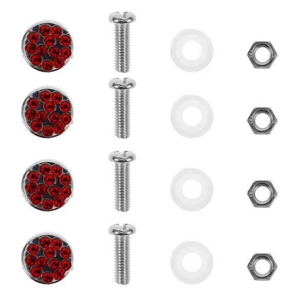KALLORY Car Plate Screws 1Set License Plate Hardware Red with Stable Design Seamless Blend with Your Vehicle