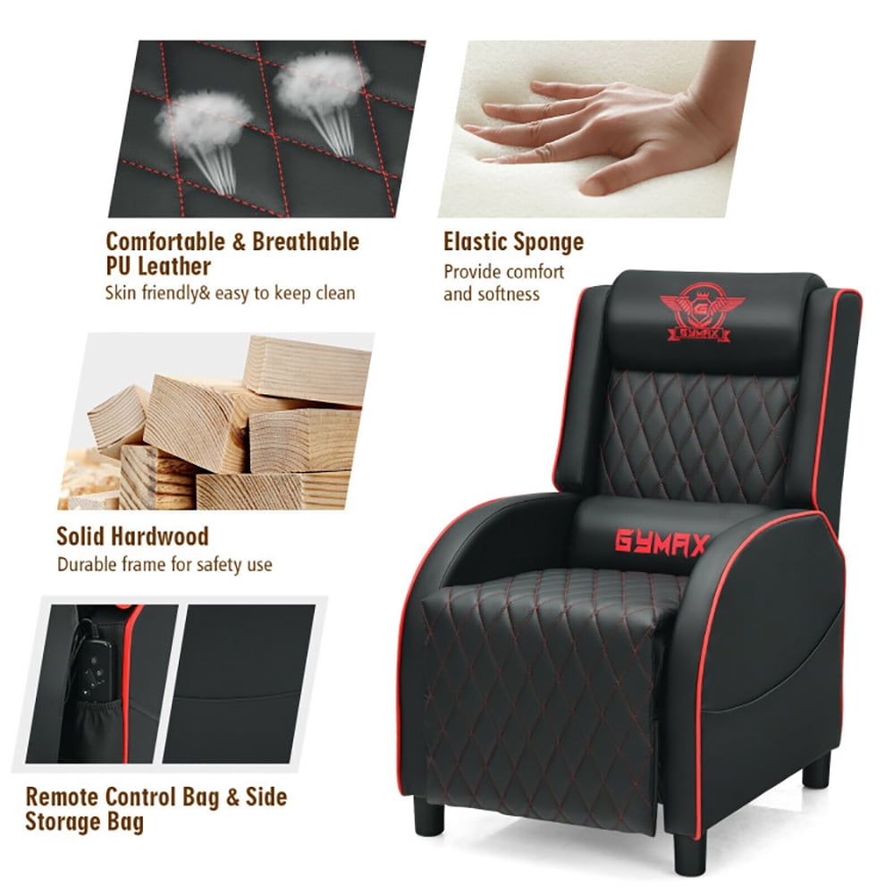 Finihen Massage Recliner Chair, Massage Gaming Recliner Chair with Headrest and Adjustable Backrest, for Home Theater, Red Finihen Massage Recliner Chair, Massage Gaming Recliner Chair with Headrest and Adjustable Backrest, for Home Theater, Red