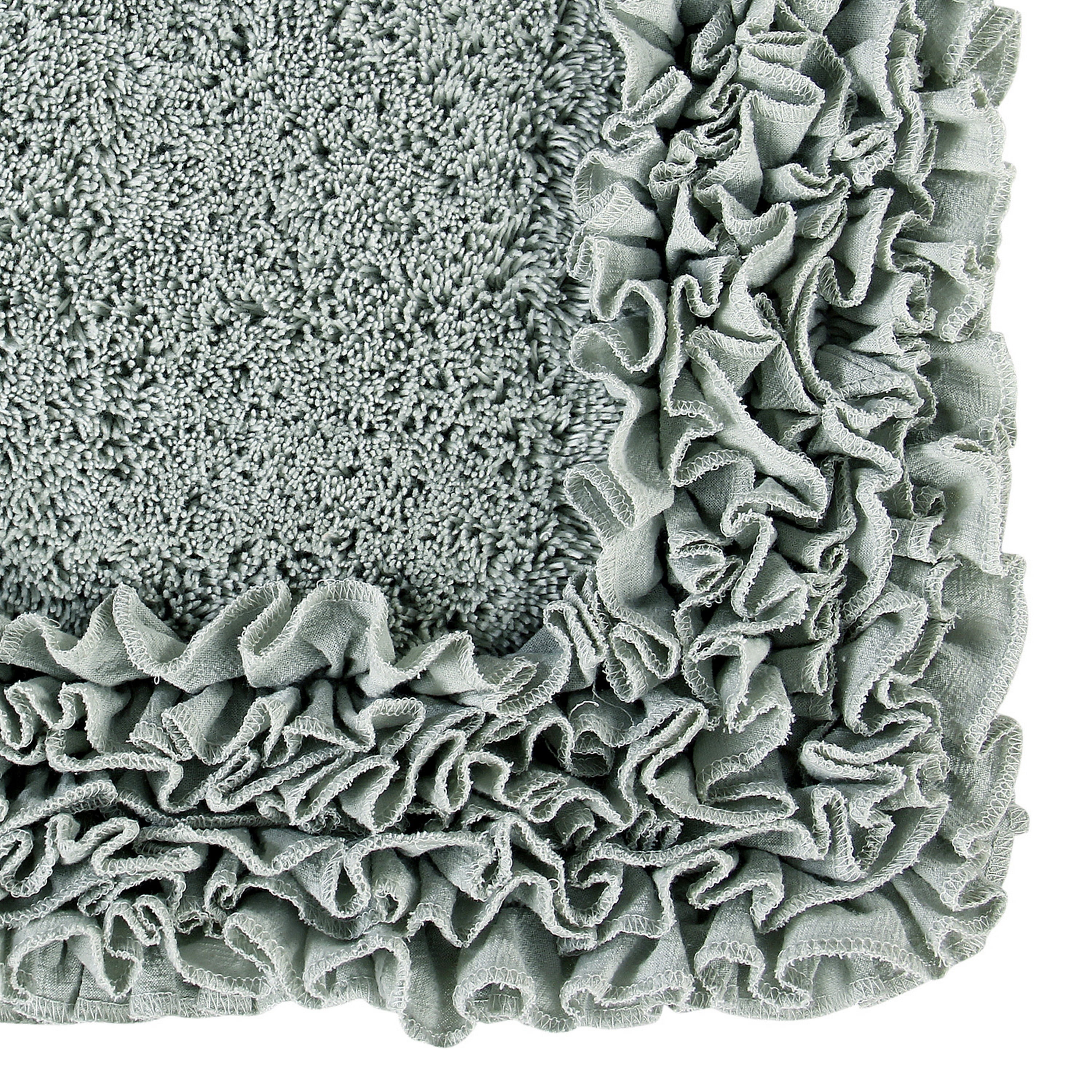 Better Trends 2 Piece Bathroom Rug Set 100% Cotton, Extra Soft, Water Absorbent & Non Slip Bath Mat, Ruffle Border, (Sage) Shaggy Border Collection