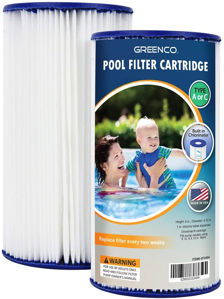 Greenco Pool filter Cartridges Type A or C Replacement with Buildin
