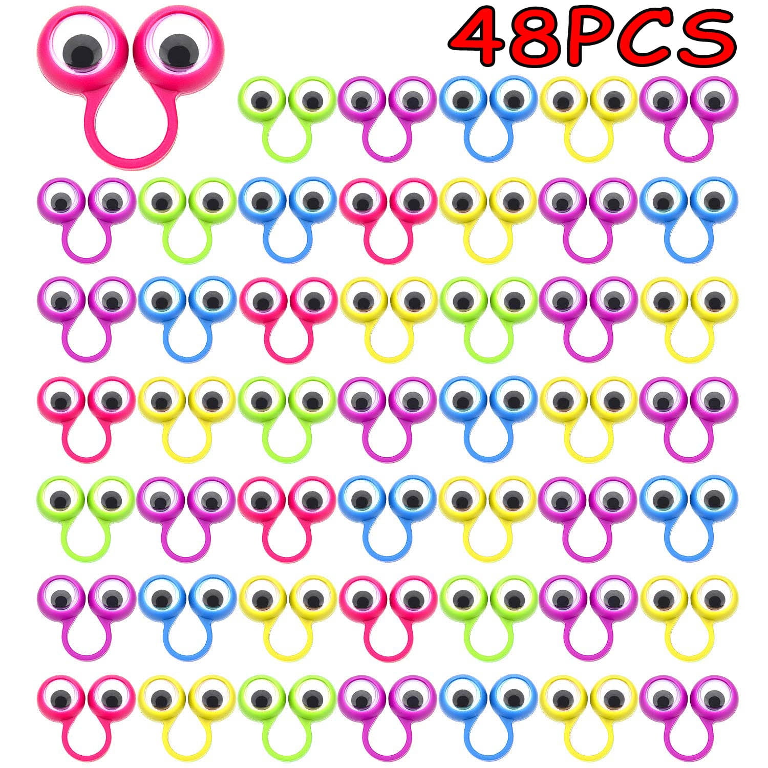 48 Pieces Googly Eye Rings Finger Puppets Wiggly Eyeball Finger Puppet