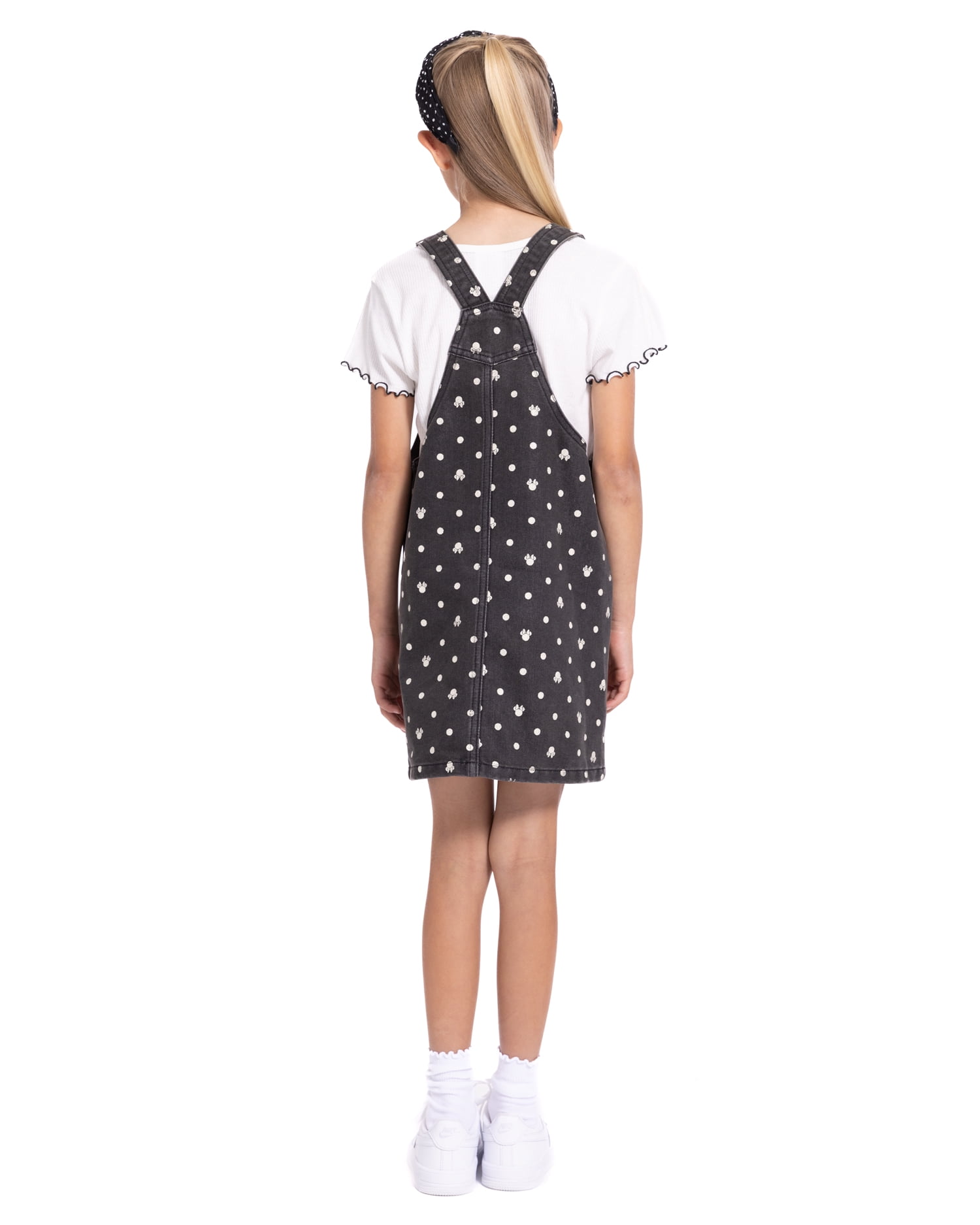 Minnie Mouse Girls Graphic Ribbed Tee and Denim Jumper Dress Set, 2 Piece, Sizes 4-12