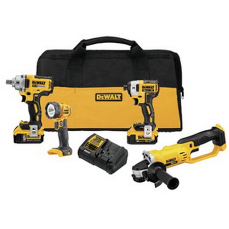DEWALT DCK498P2 20V MAX* 4 Piece Combo Kit 1/2" Impact | Imp. Hex Driver