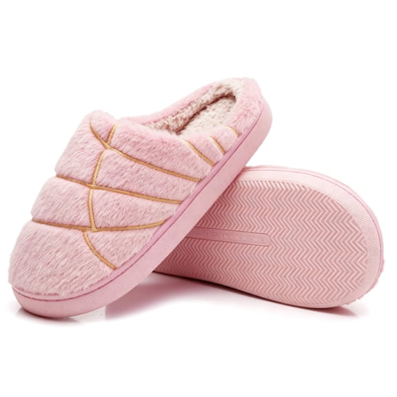 BERANMEY Women Plush House Slippers Soft Warm Cozy Slippers for Womens Mnes Striped Slide House Slippers Anti-Slip Thick Sole Winter Indoor Bedroom Home Shoes