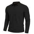 thumbnail image 5 of HOMADLES Mens polo Shirt Long Sleeve with Collar Button Lightweight Work Shirt Solid Color Stretch Soft Tops Black Size L, 5 of 8